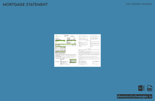 USA Tennessee Regions Bankhypothekenauszug in Word- und PDF-Formaten – Beispielvorschau